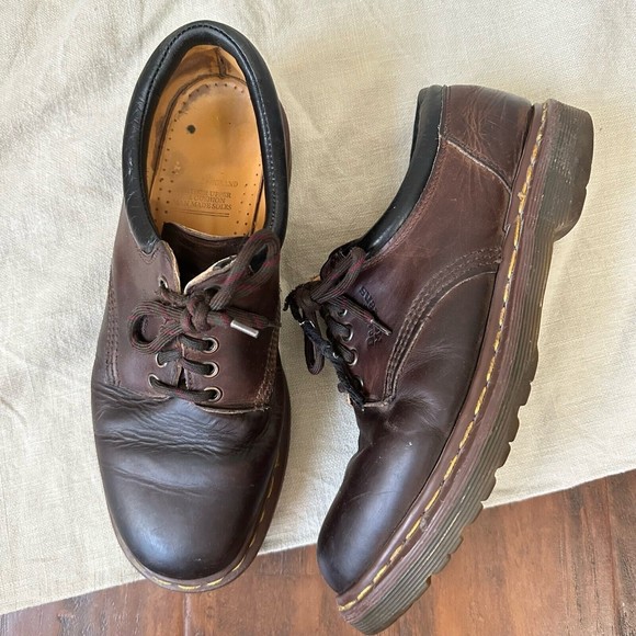 Vintage Dr. Martens Mens Oxford Shoes Brown Leather ENGLAND MADE - Picture 2 of 11